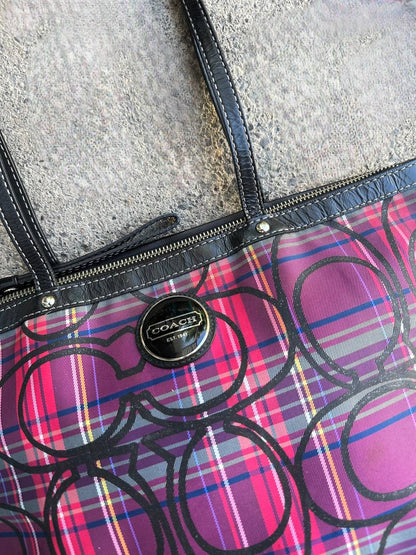 COACH TARTAN TOTE